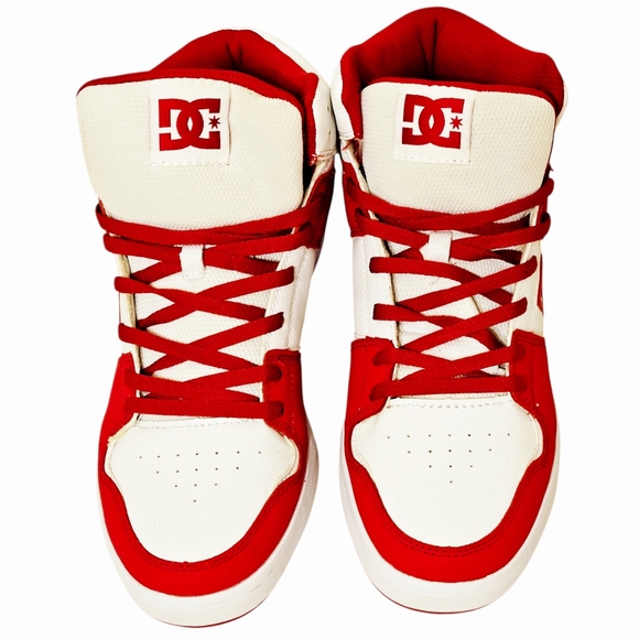 DC Cure Hi-Top Red and White Skate Sneakers ADYS400072 Men's Size 10.5 - Picture 4 of 10